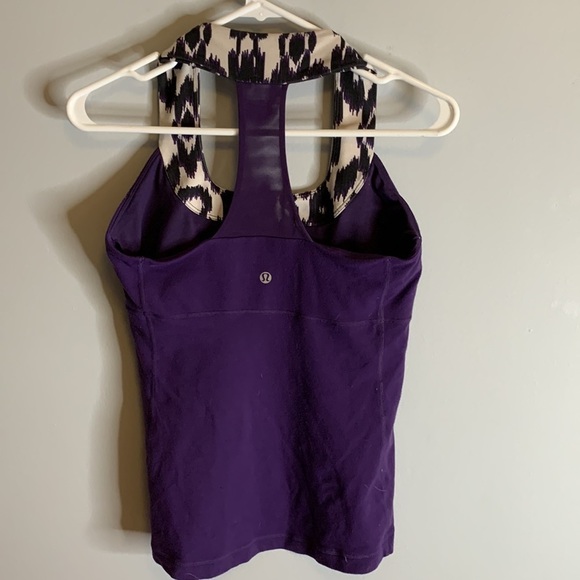 Lululemon Racerback activewear purple w/ black an white collar, some wear - Picture 2 of 3